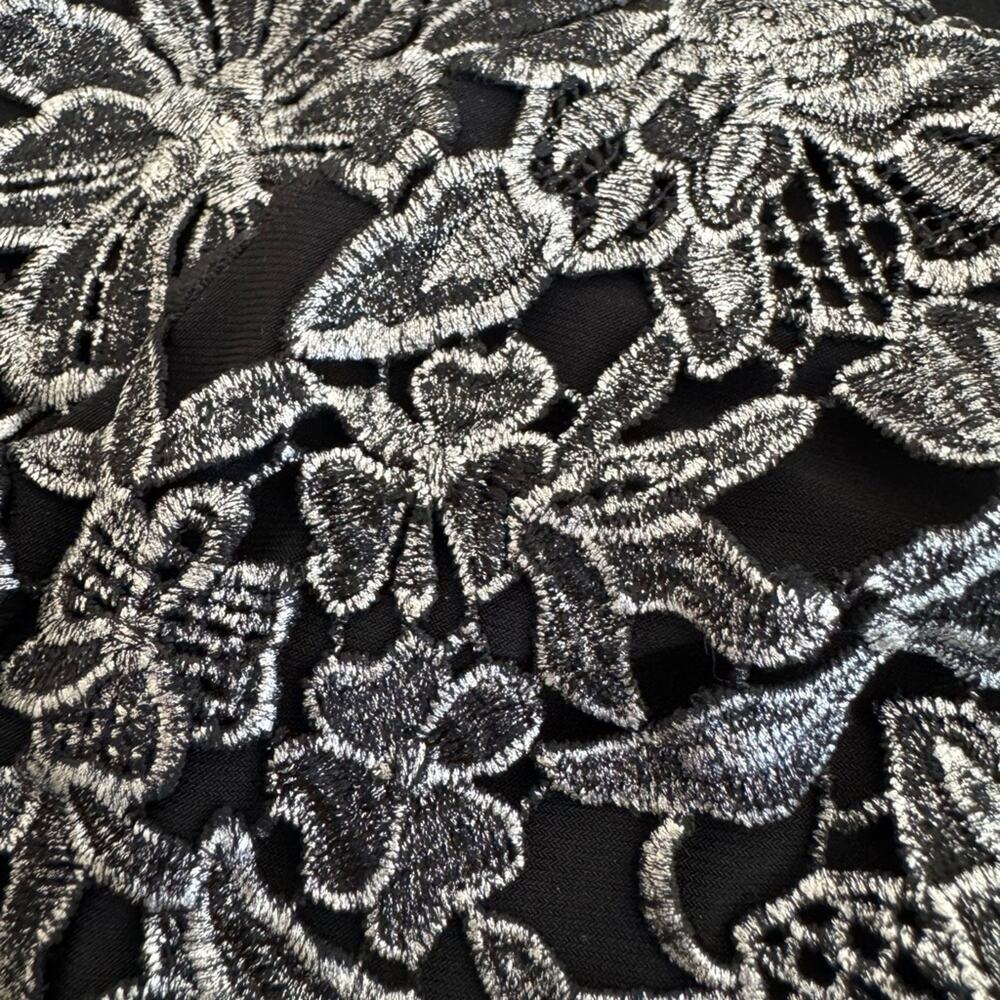 Lauren Ralph Lauren Black Silver Lace Sheath Cocktail Dress Size 12 - Picture 4 of 5